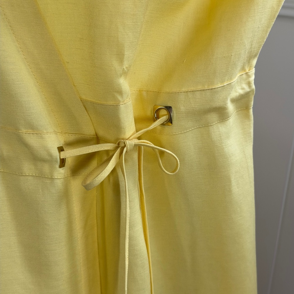 Ashley Stewart Womens Wrap Dress 22W Yellow Linen Blend Sleeveless Midi Sundress - Picture 9 of 16